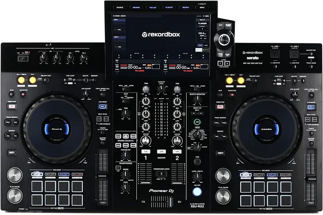 Top view of the Pioneer DJ XDJ-RX3 controls and touchscreen